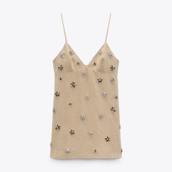 Zara Dresses & Skirts - ZARA JEWEL TRIM MINI DRESS
SAND - REF. 2731/269
